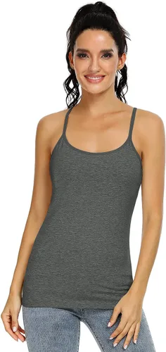 Vista 3 de Orrpally Women Cotton Camisole Shelf Bra Cami Tank Tops Adjustable Spaghetti Strap Tank Top 3-Pack