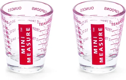 Vista 20 de Kolder Mini Medidor de Vidrio Pesado, 20 Medidas Incrementales Multiusos para Líquidos y Secos Vaso Medidor de Chupito, Verde, Juego de 2