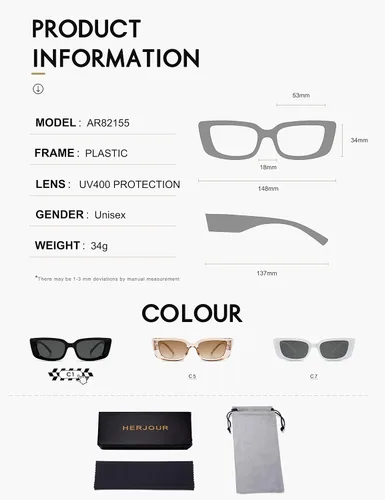 Vista 5 de Gafas de sol de ojo de gato para mujer, estilo retro de los años 90, a la moda, Y2K, clásica, vintage, rectangular, gafas de sol para mujer AR82155