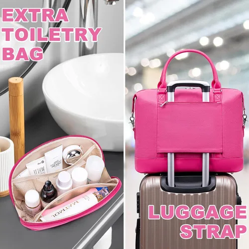 Vista 17 de BLUBOON Bolsas de viaje con cremallera, bolsa de lona para mujer, bolsa de fin de semana para mujer, bolsa de lona para llevar en la bolsa de lona