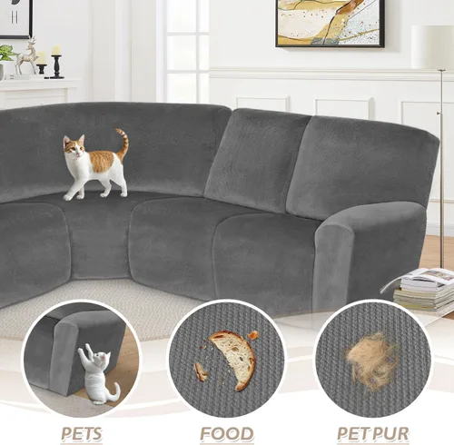 Vista 59 de Arfntevss Fundas de sofá seccional reclinable de terciopelo, Funda de sofá seccional de esquina para sofá reclinable, Funda elástica suave