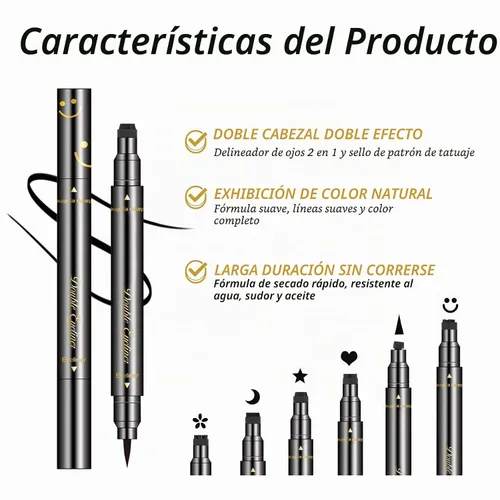 Vista 5 de LOKFAR Juego de 6 delineadores de ojos líquidos de doble cara, delineadores de ojos para mujer, impermeables, delineadores de ojos negros