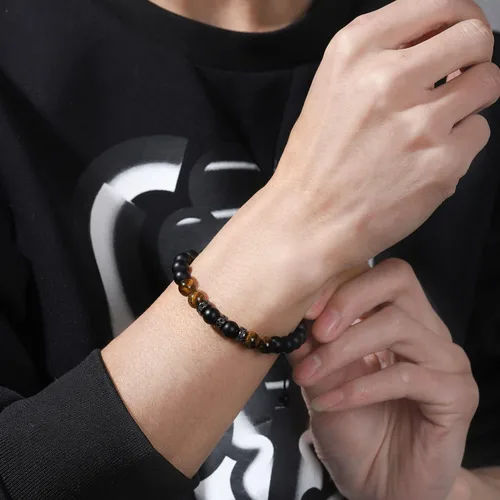 Vista 3 de Pulseras de cuentas para hombre, novio, marido, mi hombre, mi amor, hijo, nieto, hermano, aniversario, cumpleaños, graduación, día del padre, regalo