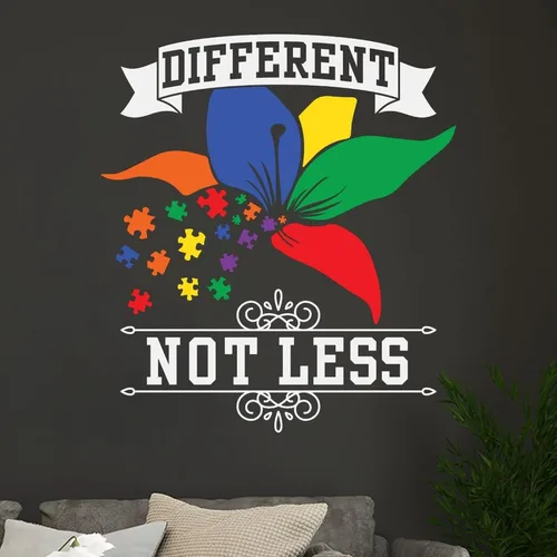 Vista 3 de Calcomanía de vinilo para pared, diseño de flores, rompecabezas de diferentes no menos, para autismo, rompecabezas de pared, calcomanías de pared