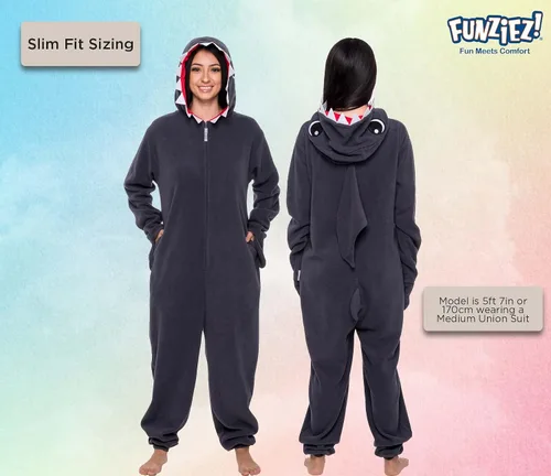 Vista 3 de Slim Fit Adult Onesie - Animal Halloween Costume - Plush Fruit One Piece Cosplay Suit for Women and Men by FUNZIEZ!