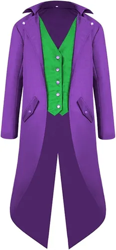 Vista 2 de AI'MOURI Medieval Gothic Tailcoat Jacket for Kids, Boys Steampunk Victorian Cosplay Long Uniform Coat Halloween Costume