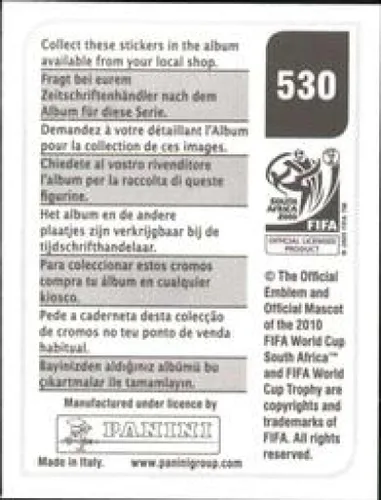Vista 2 de Calcomanías de la Copa Mundial de la FIFA de Panini 2010 #530 Abdoulaye Meite Cote D'Ivoire - Adhesivo oficial de álbum de fútbol