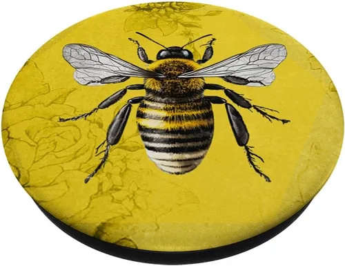 Vista 2 de Flor Amarilla Abejorro Abejorro Abejorro Miel Apicultor Abeja PopSockets Estándar PopGrip