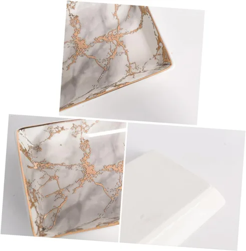 Vista 4 de PACKOVE 2pcs Bandejas Decorativas Ceramic Ring Tray Ceramic Jewelry Tray Ceramic Tray Ceramic Jewelry Dish Ceramic Earring Tray Decorative Trays