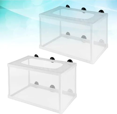Vista 8 de TEHAUX Caja transparente de cría de peces, multifuncional, de plástico, con ventosas, para peces agresivos, guppy payaso, fácil de instalar