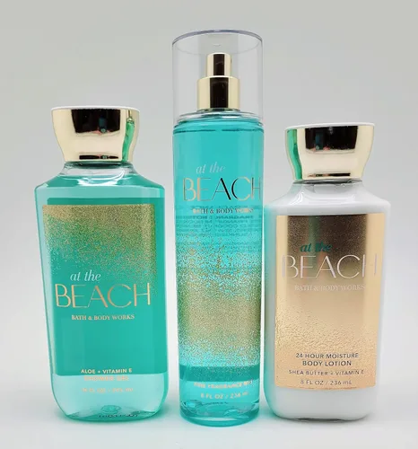 Vista 3 de Bath & Body Works - At the Beach - Paquete de trío de 3 piezas - Gel de ducha, niebla de fragancia fina y loción corporal hidratante las 24 horas