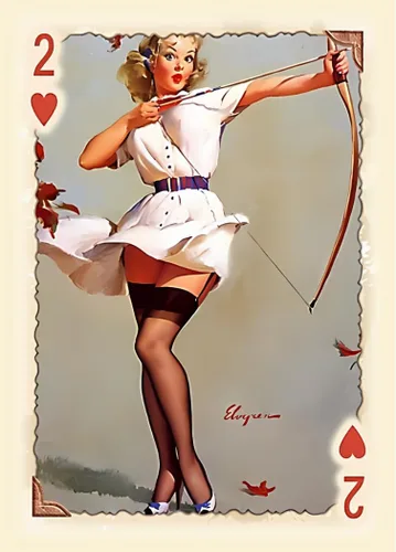 Vista 7 de Naipes vintage para chicas Pin-Up Póker de 54 cartas y baraja de puente con arte clásico de los años 40 a 50