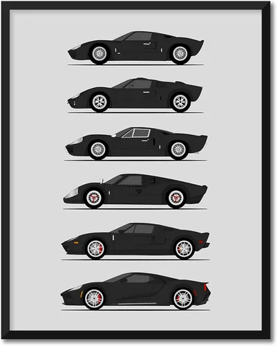 Vista 15 de Custom Car Posters Póster hecho a mano compatible con Ford GT Generation e impresión de Ford GT40, rojo, blanco y azul, 8 x 10 pulgadas, impresión