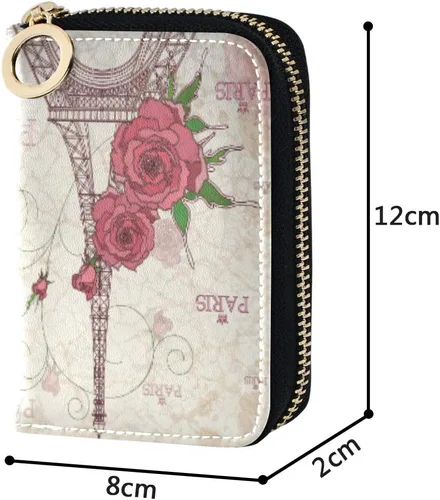 Vista 4 de MOYYO Funda de cuero con cremallera para tarjetas de crédito RFID para mujeres y niñas