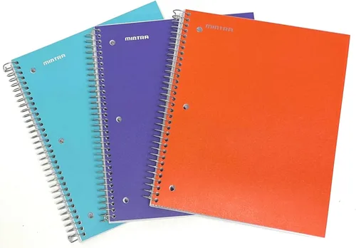 Vista 27 de Mintra Office Cuaderno con espiral duradero, 3 materias, azul pervinca (Arctic Ice), amarillo claro (Sun Yellow) y rosado claro (Spring Pink)