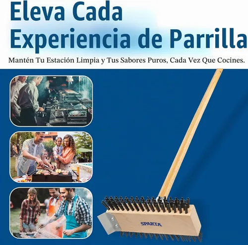 Vista 6 de SPARTA 4002600 Cepillo de parrilla de acero inoxidable, raspador de parrilla con mango largo para limpieza comercial, cocinas, restaurantes, baños