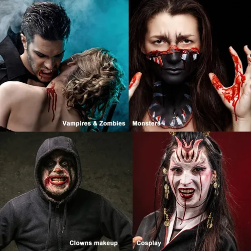 Vista 7 de CCBeauty Sangre falsa lavable, maquillaje de sangre para chorro, sangre líquida comestible realista segura para ropa, disfraz de Halloween, teatro