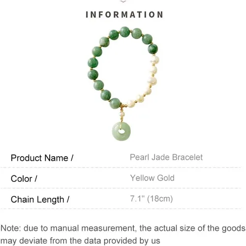 Vista 2 de Pulsera de perlas de jade de oro de 14 quilates, pulsera elástica con cuentas de perlas, regalo de joyería de cumpleaños para esposa, novia