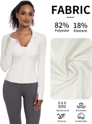 Vista 4 de VUTRU Womens Workout Yoga Jacket Lightweight Zip Up Athletic Jacket Lightweight Cropped Jacekt with Pockets