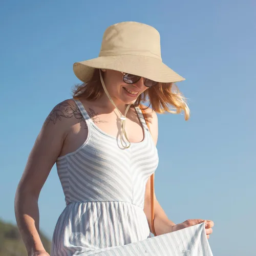 Vista 5 de Sombrero de sol de ala ancha para mujer, sombrero plegable de verano con protección UV para mujeres y niñas Blanco