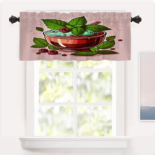 Vista 21 de Shrahala Floral Abstract Design Blackout Curtain Tiers, Minimalist Flower Illustration Kitchen Valance Light Blocking Tier Drapes with Rod Pocket, 2