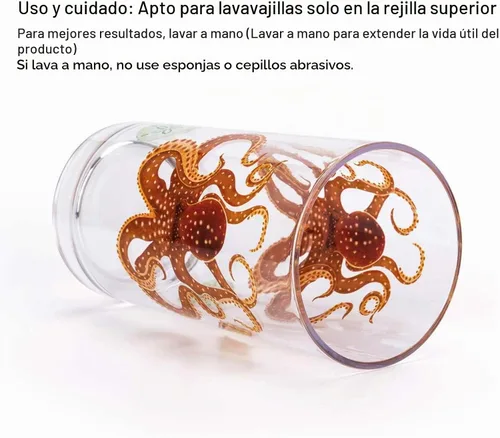 Vista 3 de KX-WARE Sea Ocean Life Vaso de plástico de 20 onzas, juego de vasos de vidrio para bebidas mixtas, juego de 4 multicolor Juego multicolor de 4