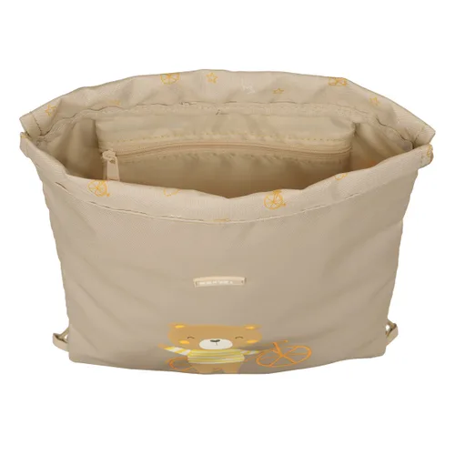 Vista 4 de Bolsa Mochila con Cuerdas Safta Osito Beige 26 x 34 x 1 cm