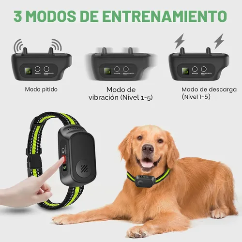 Vista 2 de Collar antiladridos recargable para perros con pitido, vibración y choque, collar antiladridos para perros pequeños, medianos y grandes, dispositivo