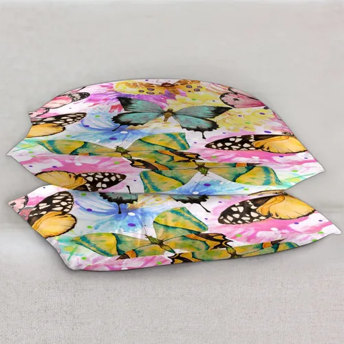 Vista 5 de Funda de almohada de satén con cierre de sobre, para cabello y piel, funda de almohada de seda tamaño estándar, mariposas de acuarela, fundas