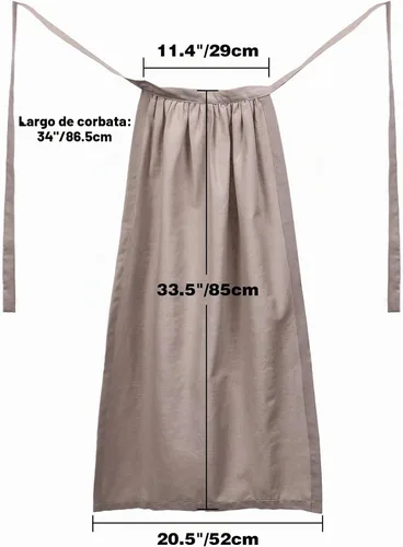 Vista 7 de FURPHI Delantal medieval pionero medio delantal renacentista de lino para mujer Gris