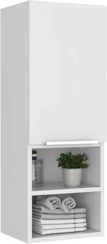 Vista 13 de Tuhome Mila - Botiquín de baño montado en la pared con almacenamiento abierto y cerrado, wengué negro