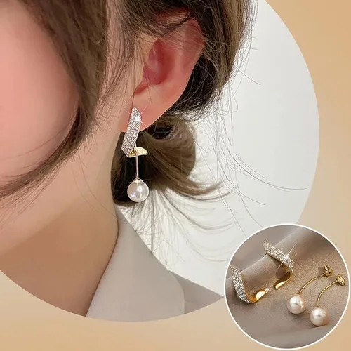 Vista 5 de XUDEJUN Pendientes de perlas para mujer, Plata, Perla