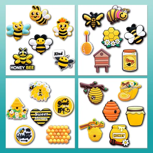 Vista 3 de Fohiahfce 25 dijes para zapatos de abeja para decoración de zuecos, sandalias y zapatos, accesorios de abejorro de miel, dijes para niños, niñas