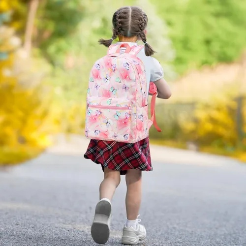 Vista 3 de BTOOP Mochila para niños en edad preescolar para niños y niñas, mochila escolar de viaje de 15 pulgadas, para niños de 3 a 8 años, rosado