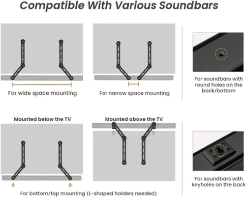 Vista 5 de Bose Barra de sonido de altavoz de TV con HDMI ARC y soportes de montaje