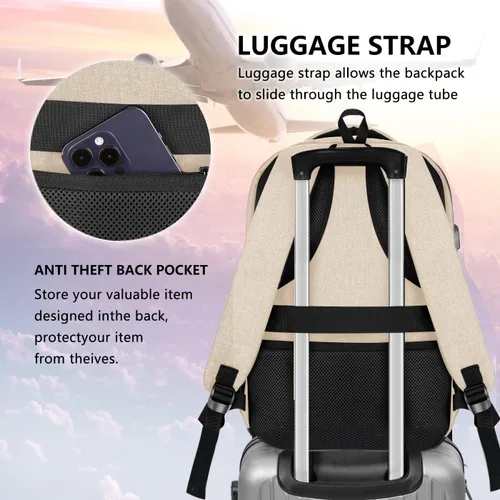 Vista 7 de Skaypibs Mochilas escolares para mujeres, mochilas escolares para niñas, niños y adolescentes, mochilas para laptop de 15.6 pulgadas con puerto