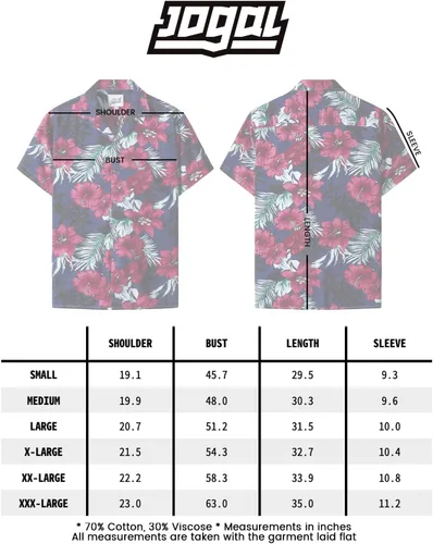 Vista 7 de JOGAL Camisas hawaianas florales de ajuste regular para hombre
