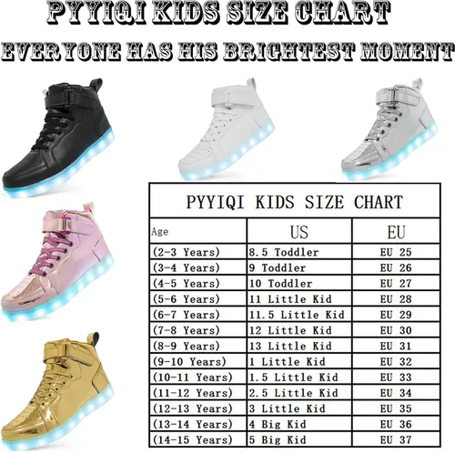 Vista 7 de Zapatos con luz LED para niños, tenis de caña alta para niños y niñas, zapatos de baile de hip-hop para Halloween, fiesta de Navidad con carga USB
