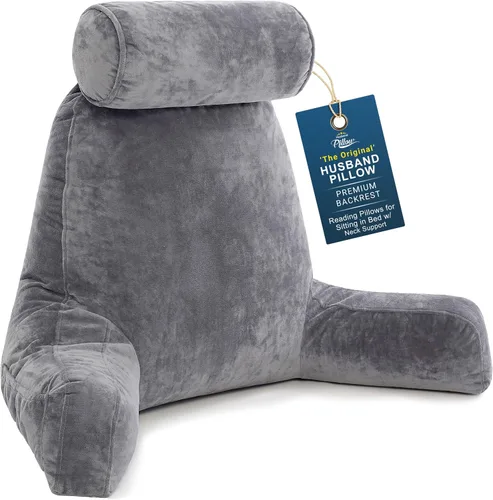 Vista 51 de Almohada Husband Mediana Negra, Respaldo para Niños, Adolescentes, Adultos Pequeños – Almohada de Lectura con Brazos, Altura Ajustable, Espuma