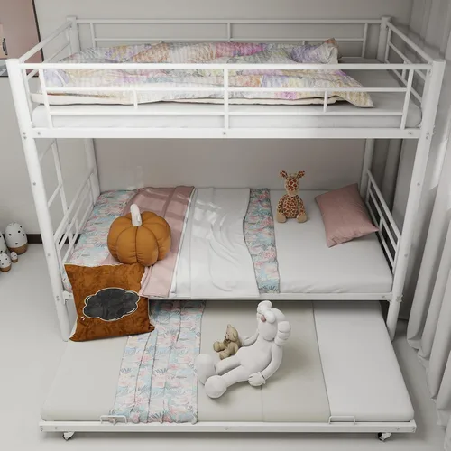 Vista 7 de Anwick Litera de tamaño individual sobre individual, marco de cama de metal resistente para niños, niñas, adolescentes y adultos, 2 escaleras Negro 1