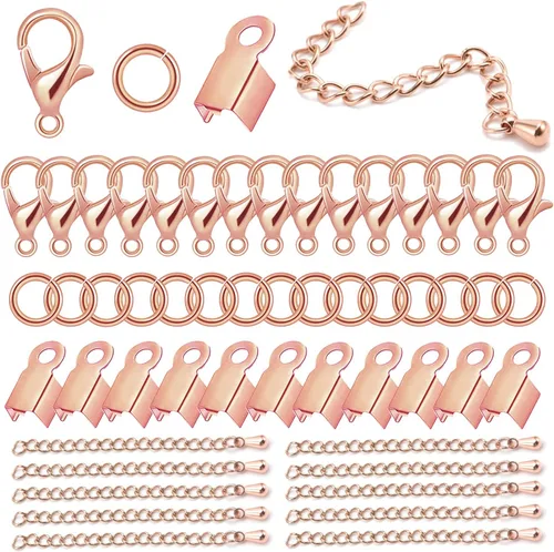 Vista 8 de Juego de 580 piezas de accesorios para fabricación de joyas, incluye 250 conectores de anillo de salto abiertos, 250 tapas de extremo de cable Bronce