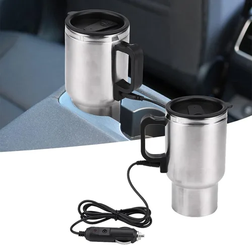 Vista 9 de Hervidor de té eléctrico, hervidor eléctrico para automóvil, 12 V 15.2 fl oz, taza de calefacción eléctrica de viaje en el automóvil, calentador