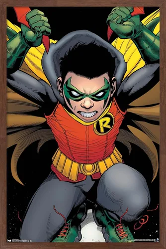 Vista 16 de Trends International DC Comics - Póster de pared de Robin - Damian Wayne, 14.725 x 22.375 pulgadas, versión enmarcada de madera de granero