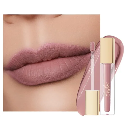 Vista 17 de Oulac Lápiz labial mate rosa para mujeres, lápiz labial líquido duradero de color rosa intenso, color de labios de alto impacto con cobertura total