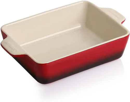 Vista 29 de Sweejar Plato de Cerámica para Hornear, Bandeja Rectangular Pequeña para Hornear con Asas Dobles, 20 Oz para Cocinar, Brownie, Cocina, 6.5 x 4.9 x