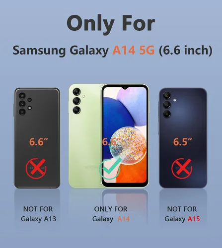 Vista 2 de FNTCASE Funda para Samsung Galaxy A14-5G: Funda de TPU resistente con textura de doble capa a prueba de golpes con soporte Protección contra Negro