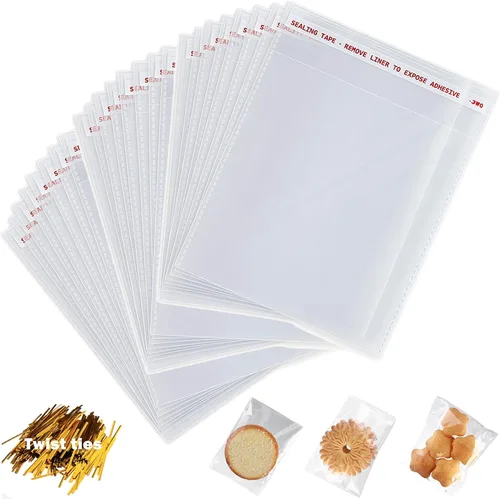 Vista 11 de Bolsas de celofán resellables de 6 x 9 pulgadas, 300 bolsas pequeñas autoadhesivas transparentes para productos de embalaje, bolsa de celofán