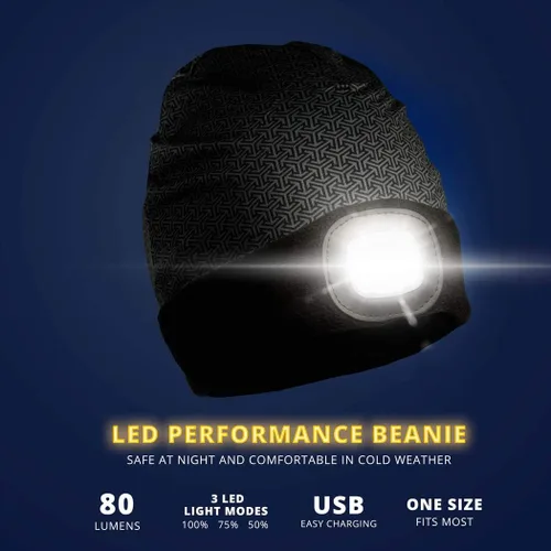 Vista 9 de Gone For a Run Gorros y diademas reversibles con forro polar LED para correr 3 modos de luz