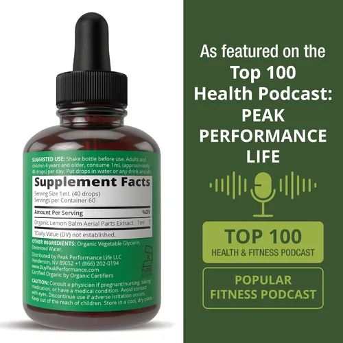 Vista 6 de Peak Performance USDA Organic Lemon Balm Tintura – Suplemento líquido de gotas de aceite para relajación, calma, digestión – Extracto de hoja vegano