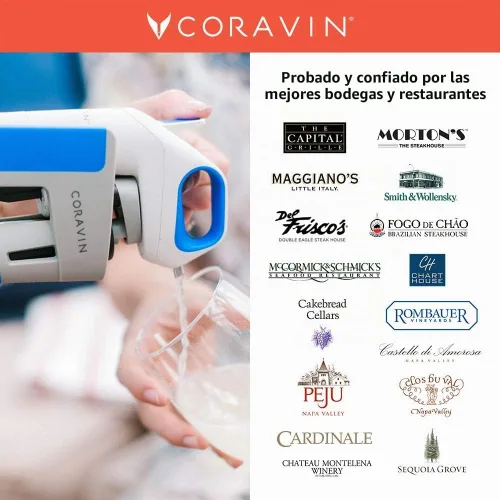 Vista 5 de Coravin sistema One Wine, azul cobalto/blanco/gris
